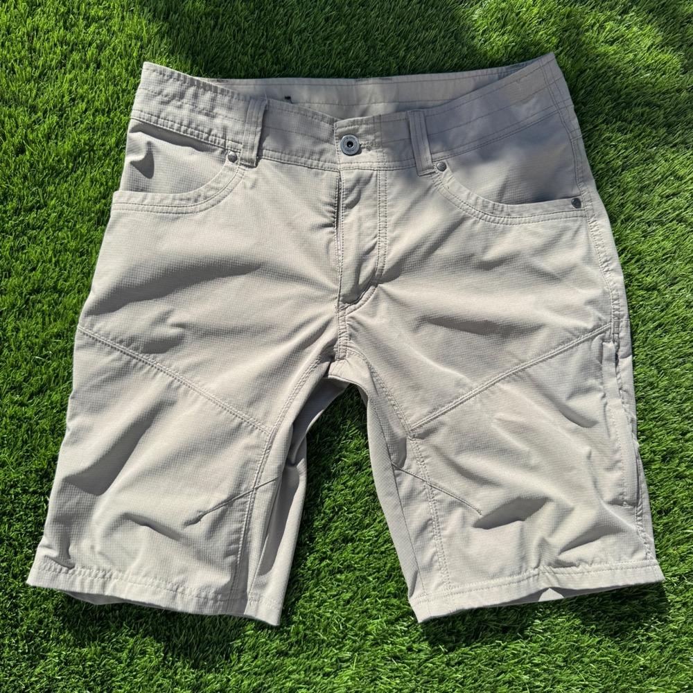 Kuhl Silencer Kargo Short Mens 32 Tan Reflex Softshell Cargo Hiking Shorts 5230